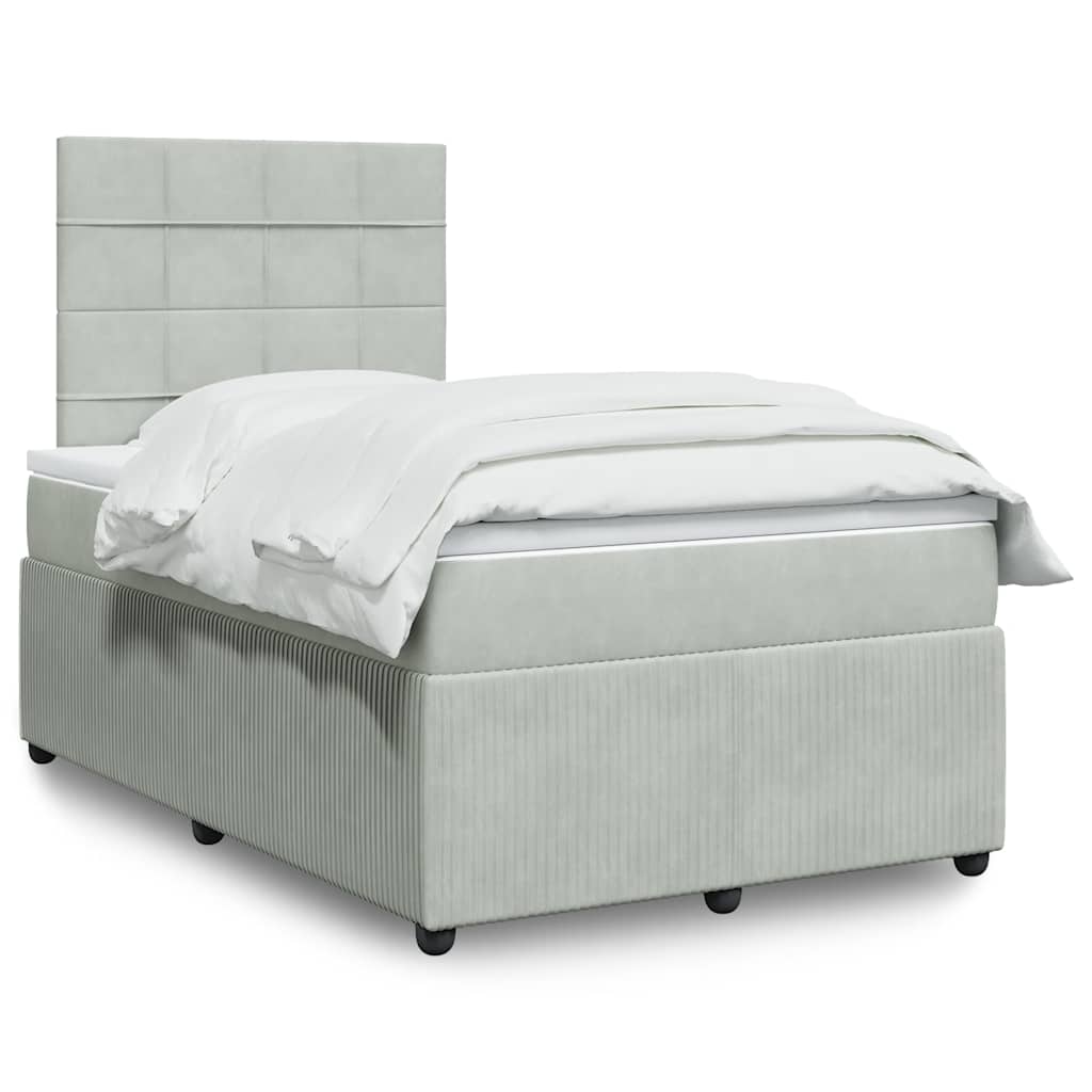 Giroletto a Molle con Materasso Grigio Chiaro 120x190cm Velluto