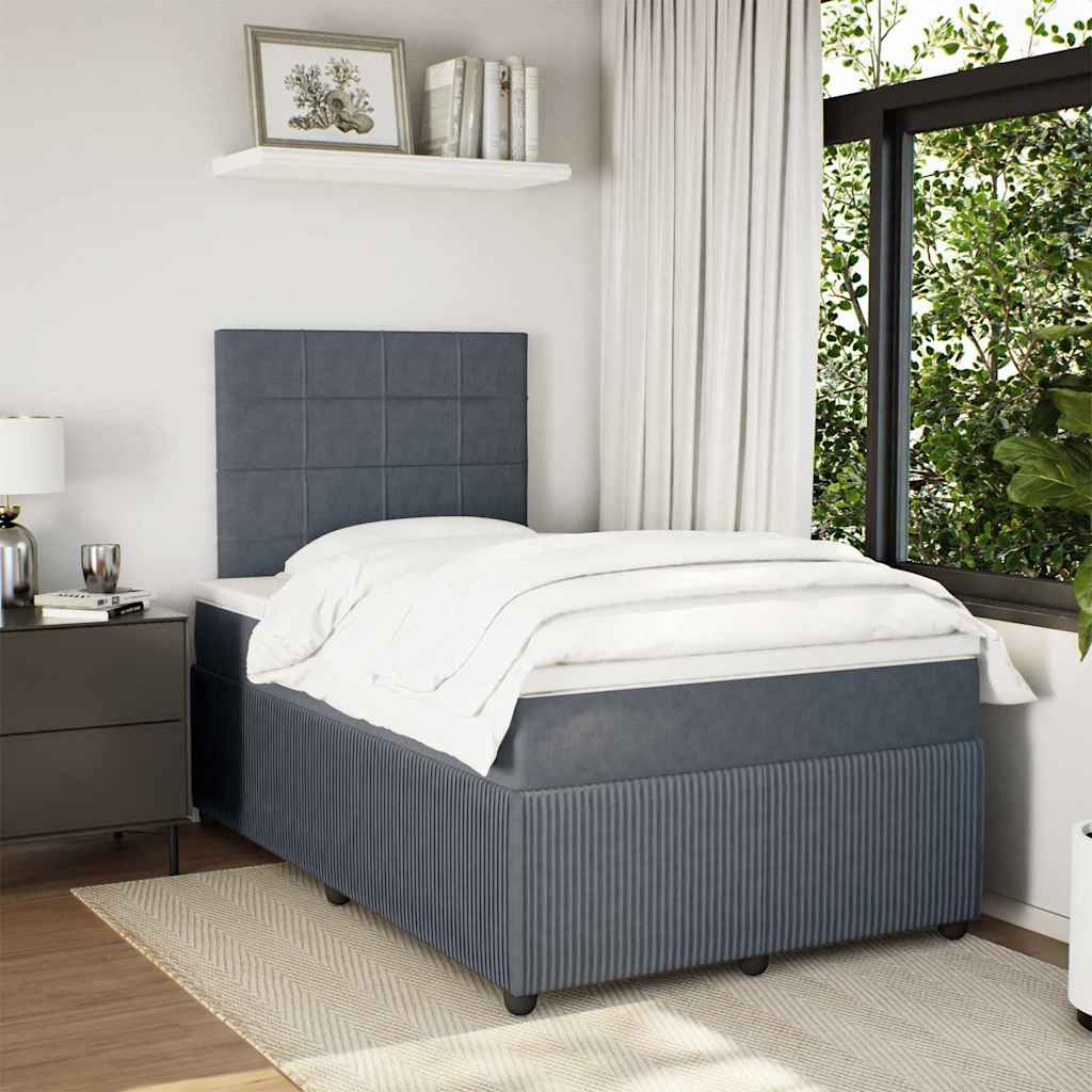 Giroletto a Molle con Materasso Grigio Scuro 120x190 cm Velluto