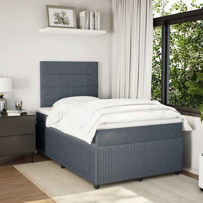 Giroletto a Molle con Materasso Grigio Scuro 120x190 cm Velluto