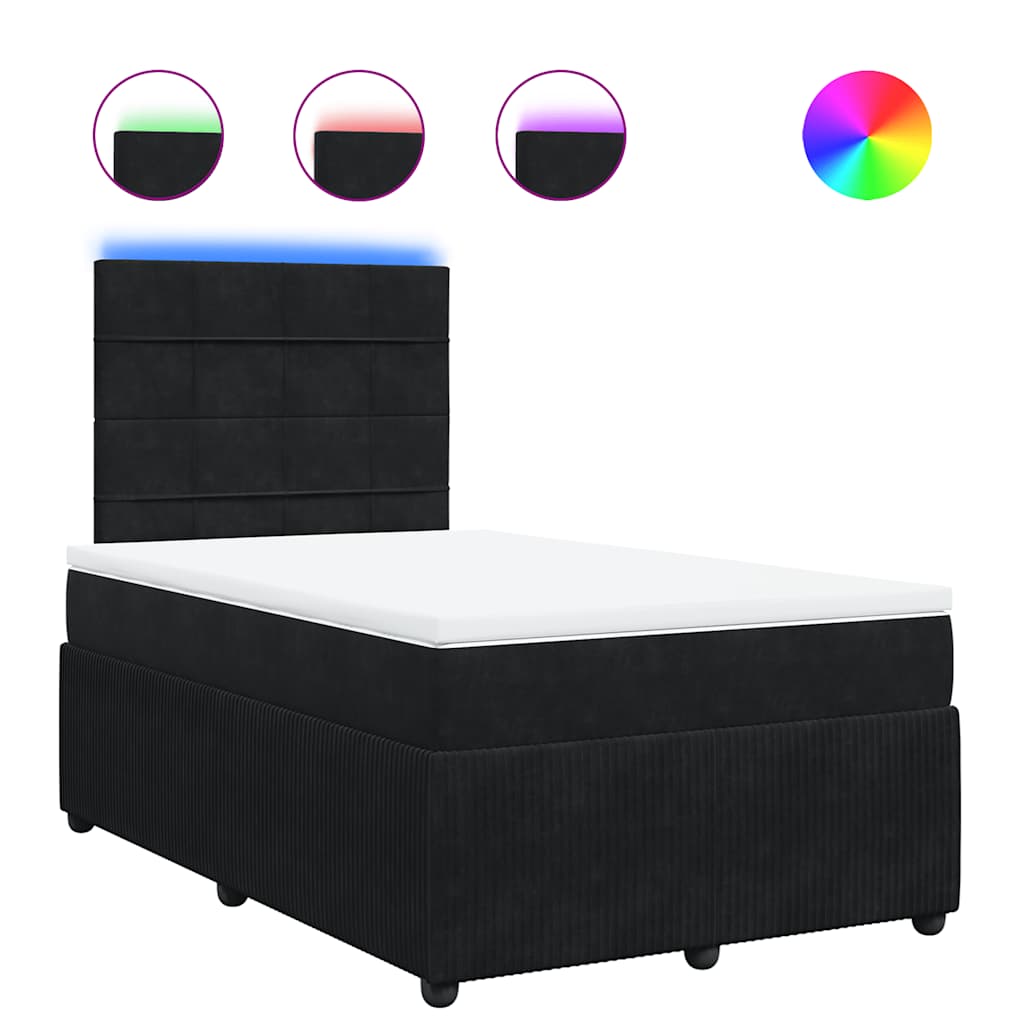 Giroletto a Molle con Materasso Nero 120x190 cm in Velluto