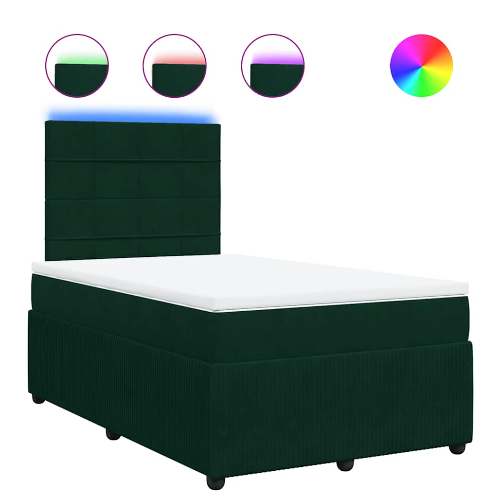 Giroletto a Molle con Materasso Verde Scuro 120x190 cm Velluto