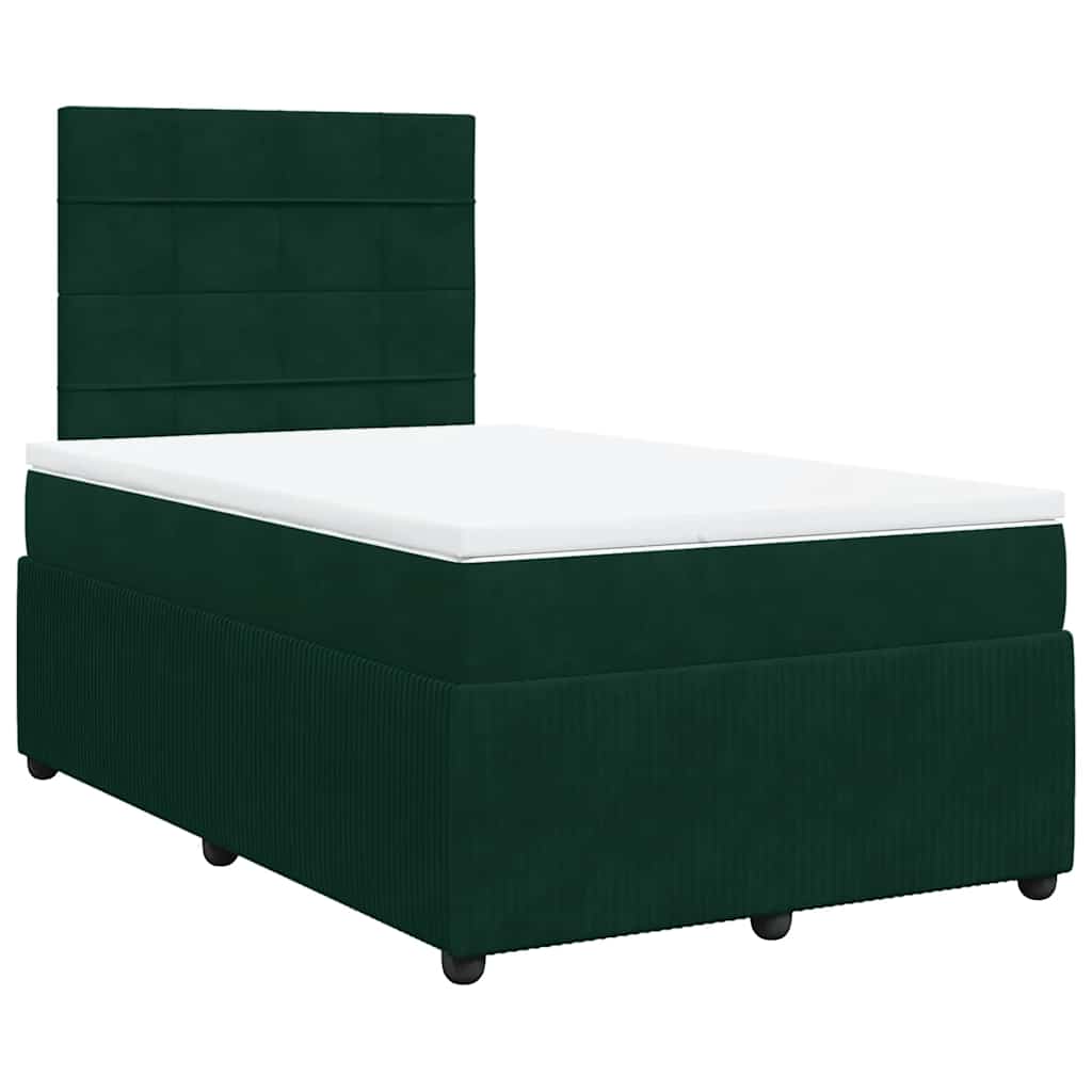Giroletto a Molle con Materasso Verde Scuro 120x190 cm Velluto