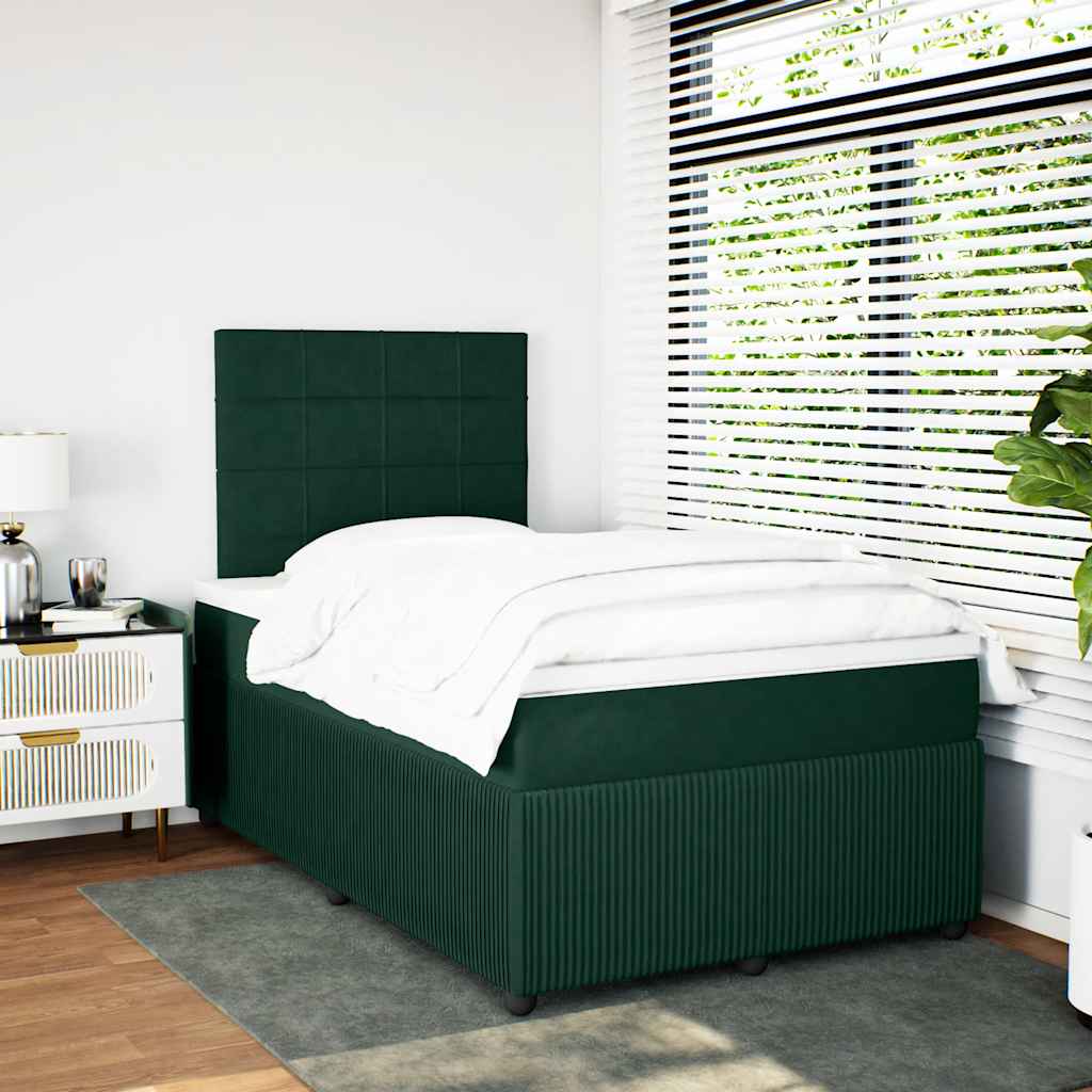 Giroletto a Molle con Materasso Verde Scuro 120x190 cm Velluto