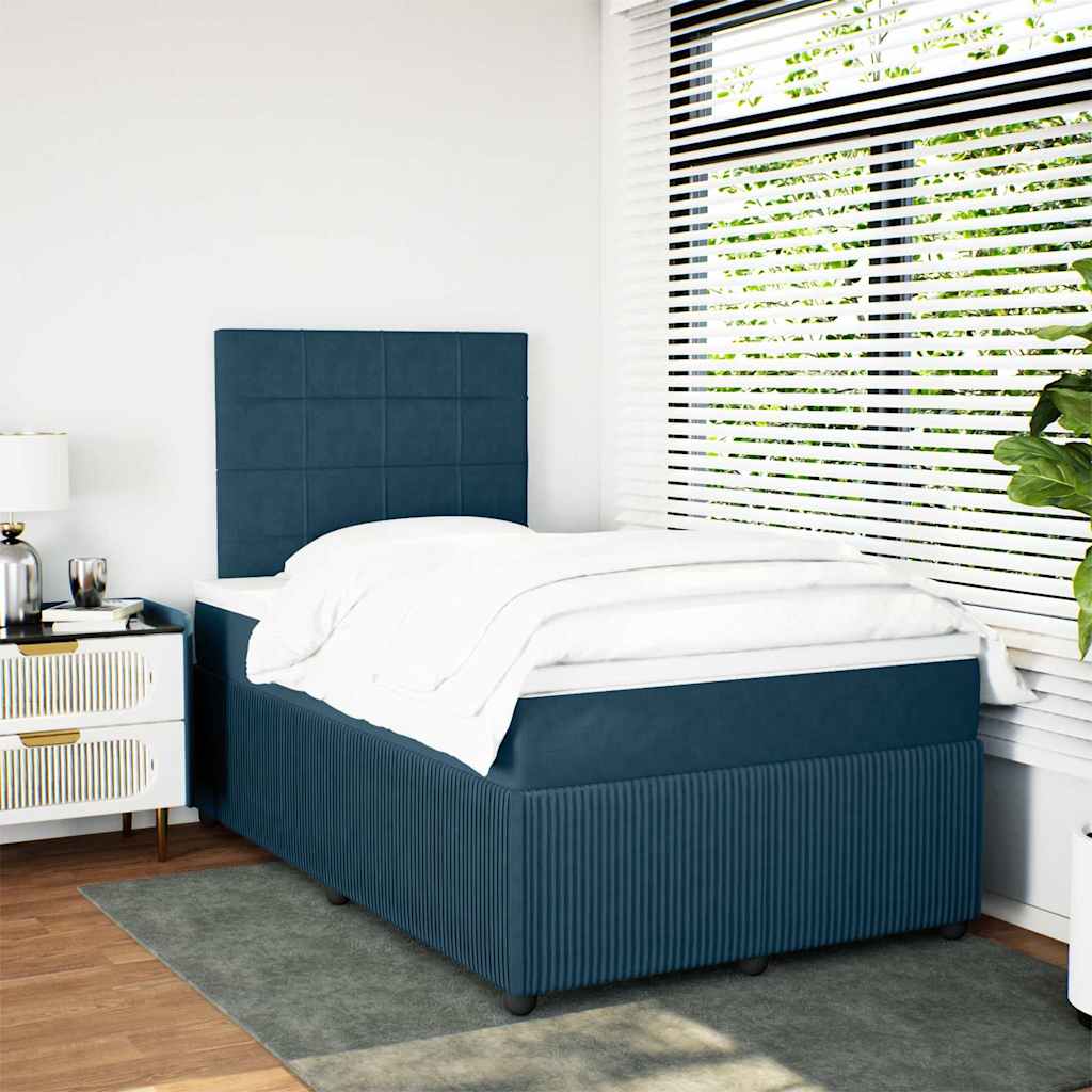 Giroletto a Molle con Materasso Blu 120x190 cm in Velluto