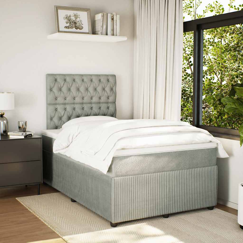 Giroletto a Molle con Materasso Grigio Chiaro 120x190cm Velluto