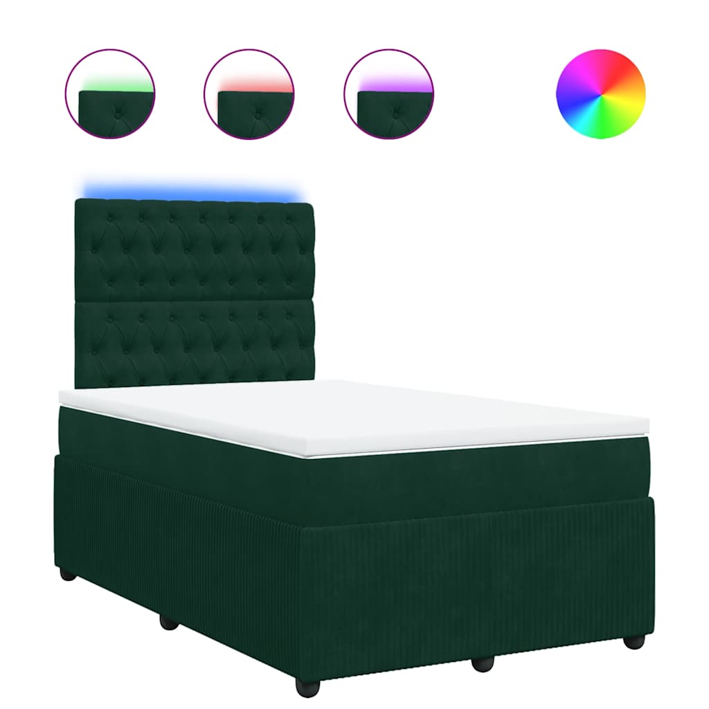 Giroletto a Molle con Materasso Verde Scuro 120x190 cm Velluto