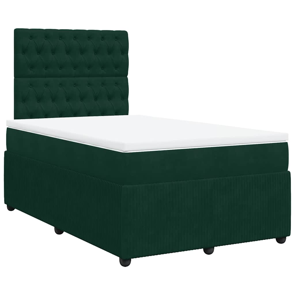 Giroletto a Molle con Materasso Verde Scuro 120x190 cm Velluto