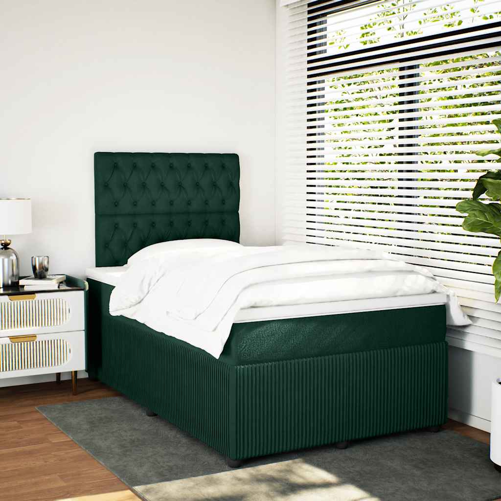 Giroletto a Molle con Materasso Verde Scuro 120x190 cm Velluto