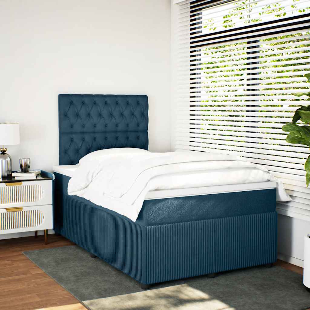Giroletto a Molle con Materasso Blu 120x190 cm in Velluto