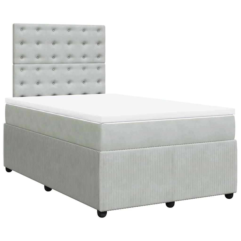 Giroletto a Molle con Materasso Grigio Chiaro 120x190cm Velluto
