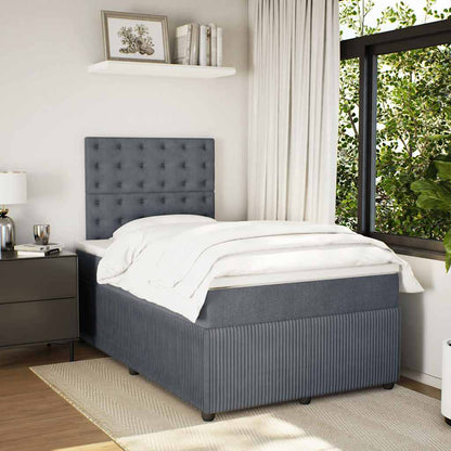 Giroletto a Molle con Materasso Grigio Scuro 120x190 cm Velluto