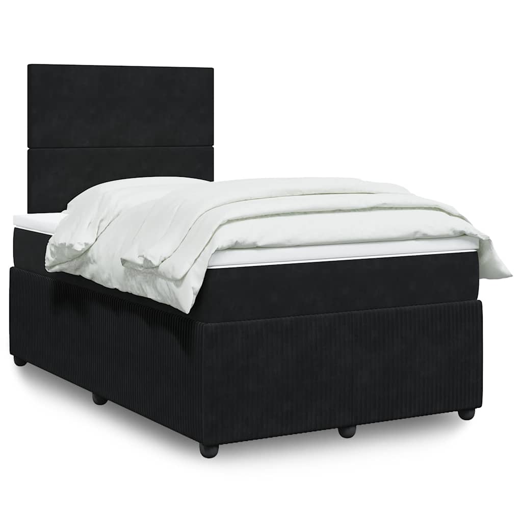 Giroletto a Molle con Materasso Nero 120x200 cm in Velluto