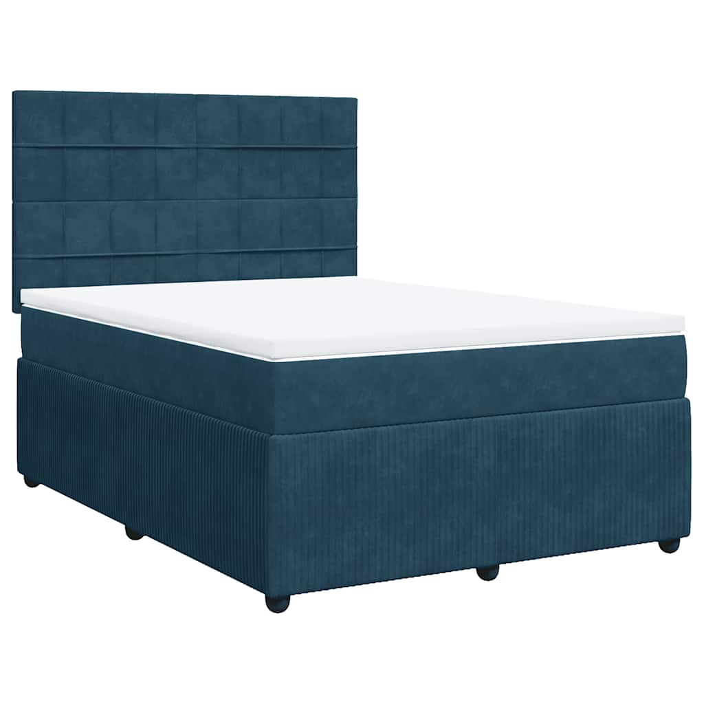 Giroletto a Molle con Materasso Blu 140x190 cm in Velluto