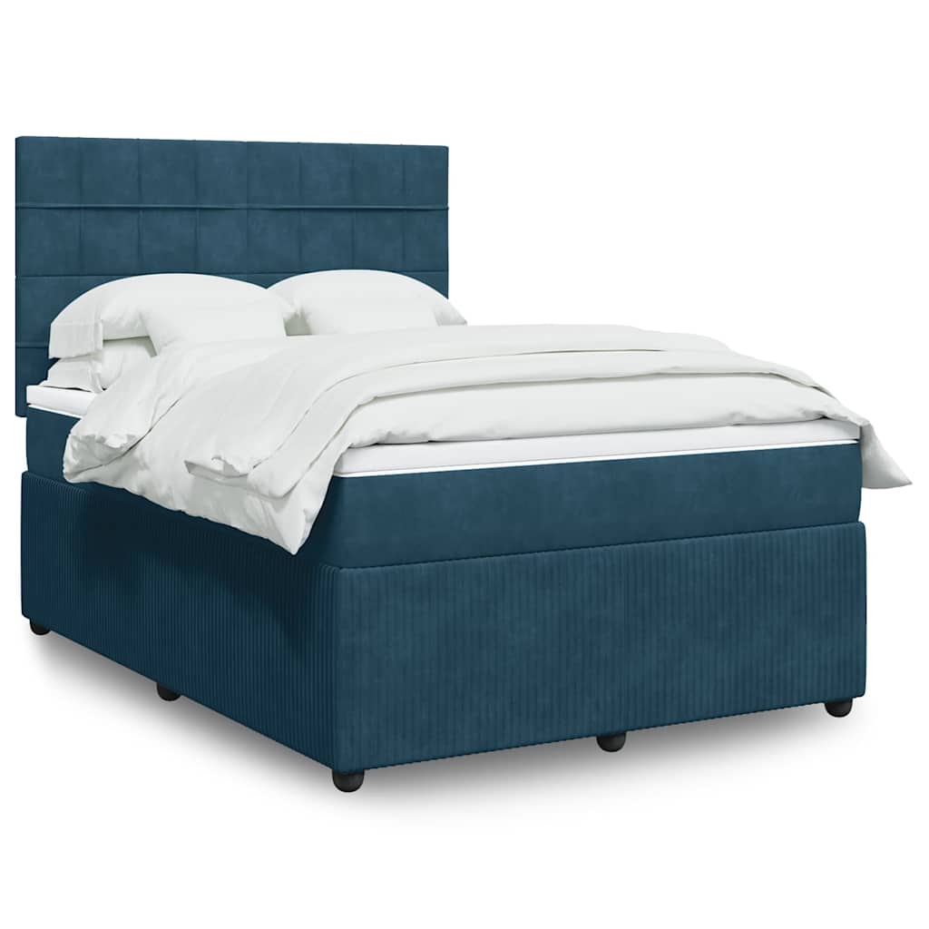 Giroletto a Molle con Materasso Blu 140x190 cm in Velluto