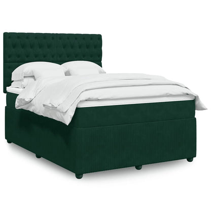 Giroletto a Molle con Materasso Verde Scuro 140x190 cm Velluto