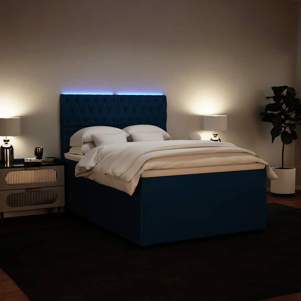 Giroletto a Molle con Materasso Blu 140x190 cm in Velluto
