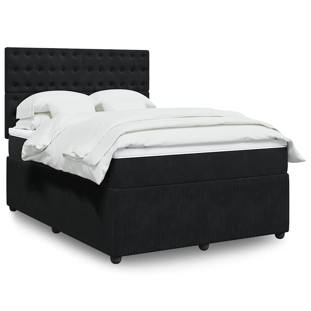 Giroletto a Molle con Materasso Nero 140x190 cm in Velluto