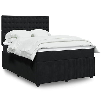 Giroletto a Molle con Materasso Nero 140x190 cm in Velluto