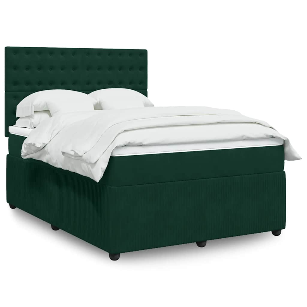 Giroletto a Molle con Materasso Verde Scuro 140x190 cm Velluto