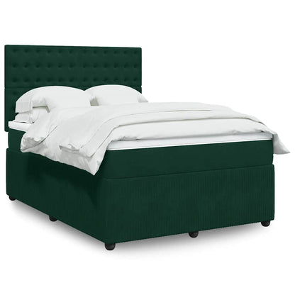 Giroletto a Molle con Materasso Verde Scuro 140x190 cm Velluto