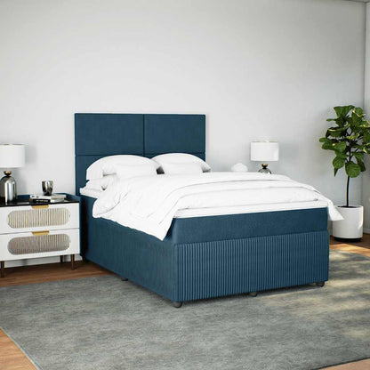 Giroletto a Molle con Materasso Blu 140x200 cm in Velluto