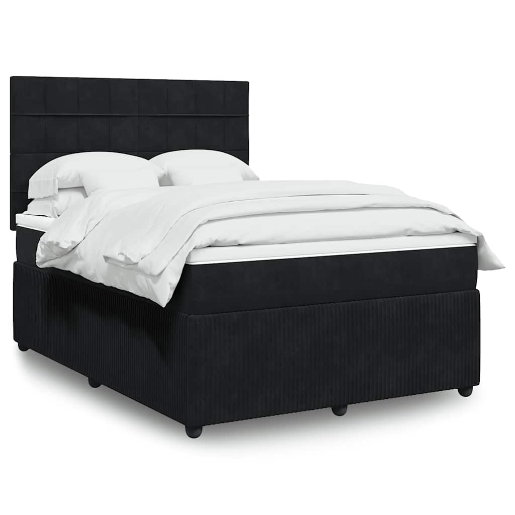 Giroletto a Molle con Materasso Nero 140x200 cm in Velluto
