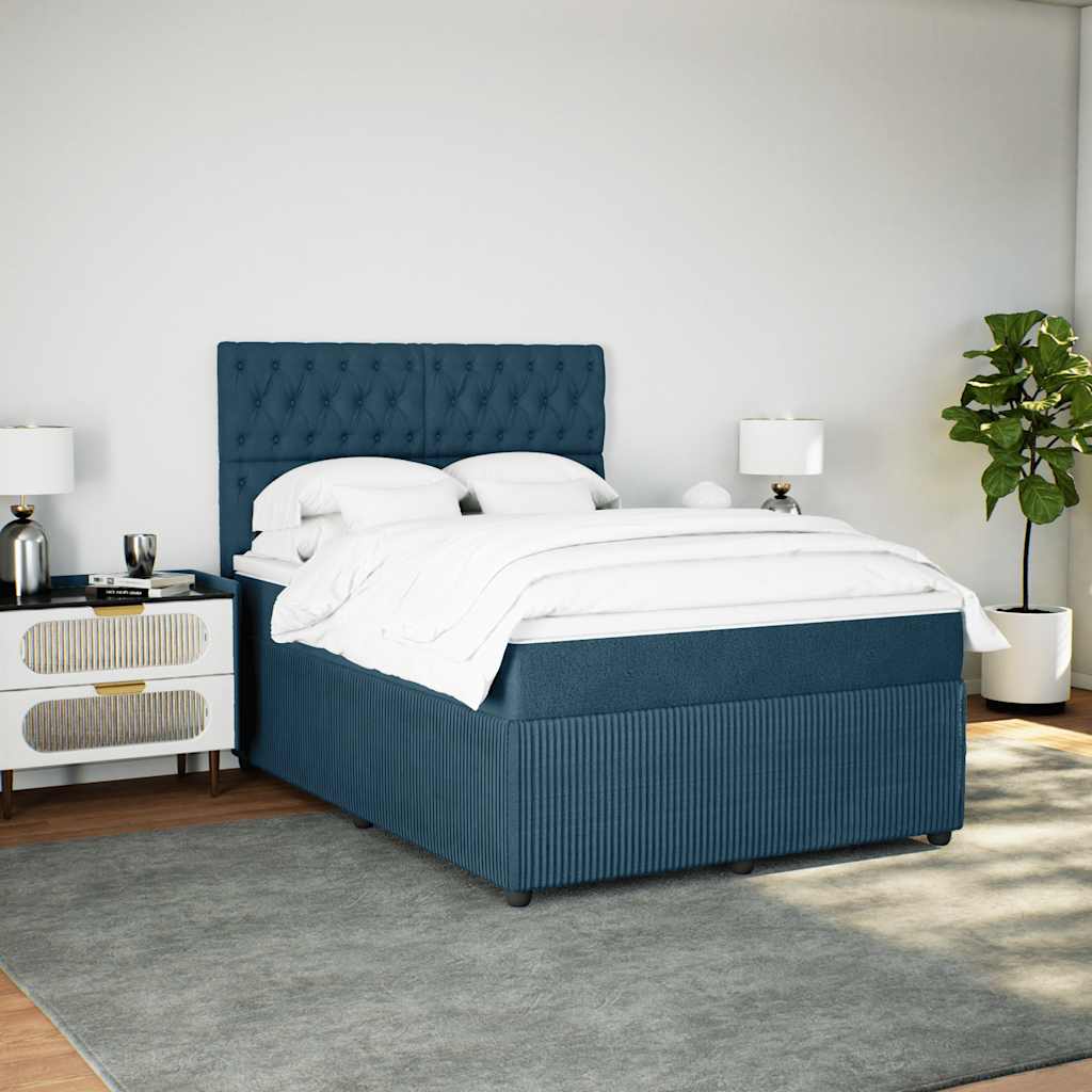 Giroletto a Molle con Materasso Blu 140x200 cm in Velluto