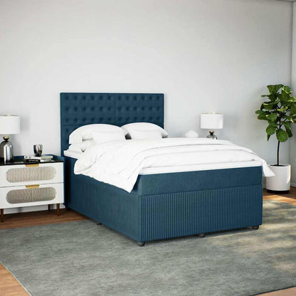Giroletto a Molle con Materasso Blu 140x200 cm in Velluto