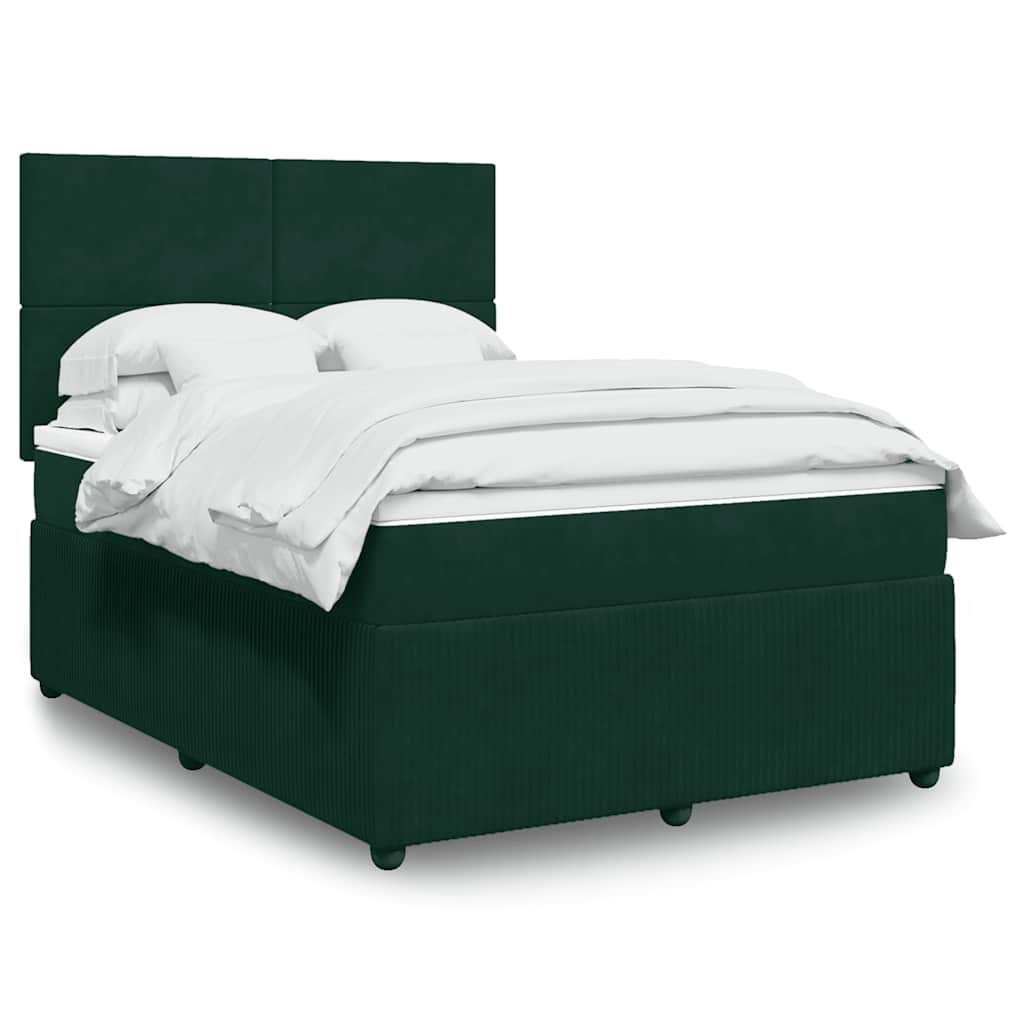 Giroletto a Molle con Materasso Verde Scuro 160x200 cm Velluto