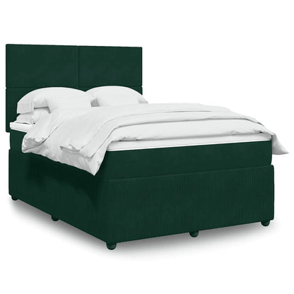 Giroletto a Molle con Materasso Verde Scuro 160x200 cm Velluto