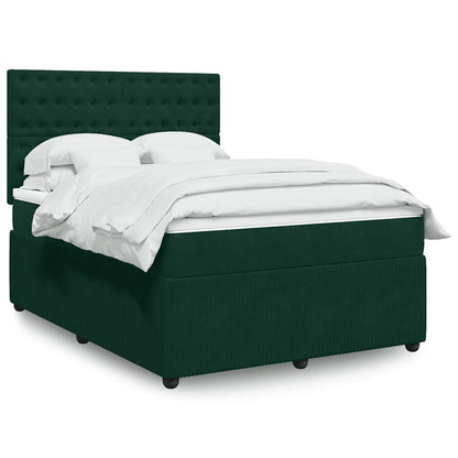 Giroletto a Molle con Materasso Verde Scuro 160x200 cm Velluto