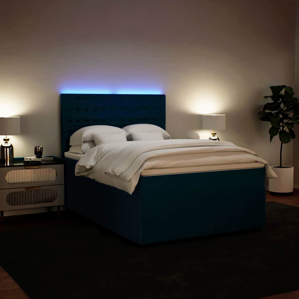 Giroletto a Molle con Materasso Blu 160x200 cm in Velluto