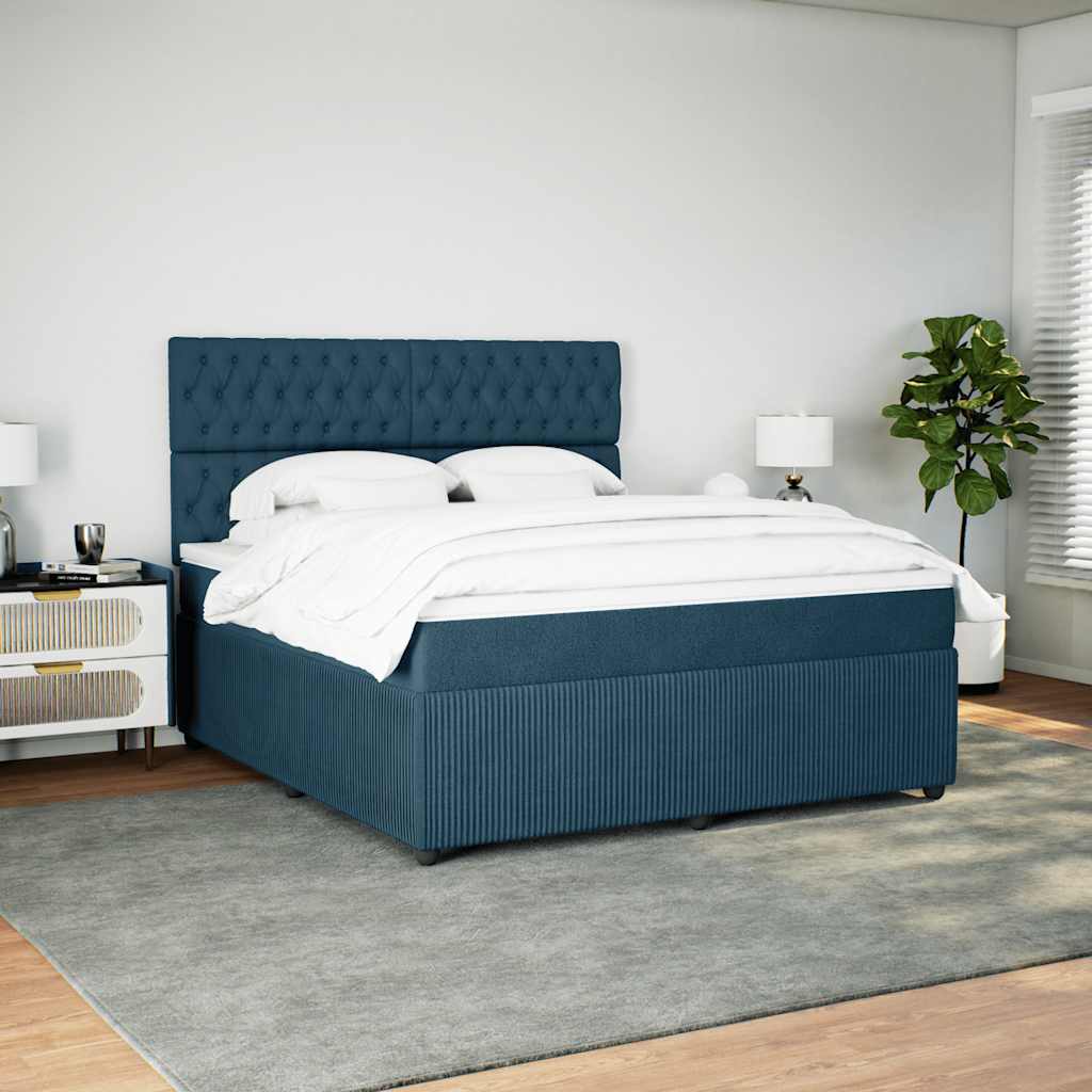 Giroletto a Molle con Materasso Blu 180x200 cm in Velluto