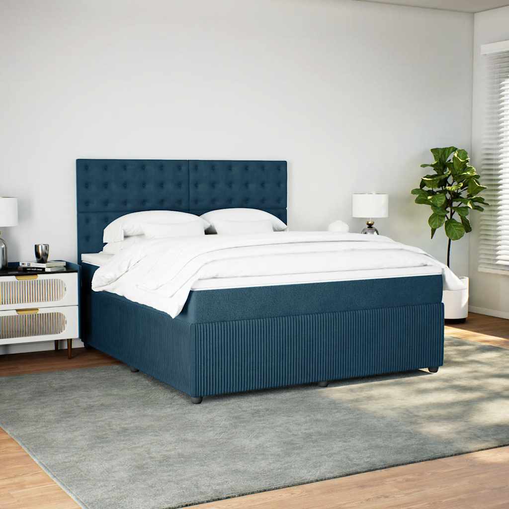 Giroletto a Molle con Materasso Blu 180x200 cm in Velluto