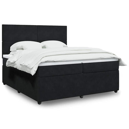 Giroletto a Molle con Materasso Nero 200x200 cm in Velluto