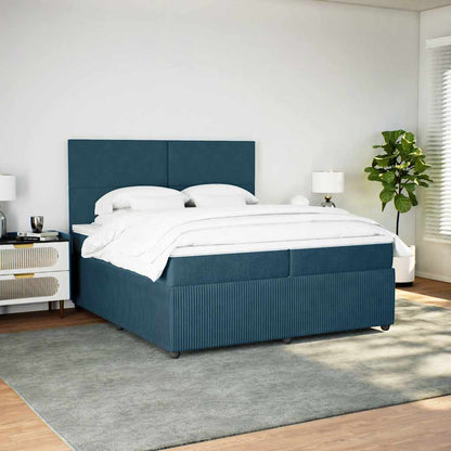 Giroletto a Molle con Materasso Blu 200x200 cm in Velluto