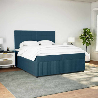 Giroletto a Molle con Materasso Blu 200x200 cm in Velluto