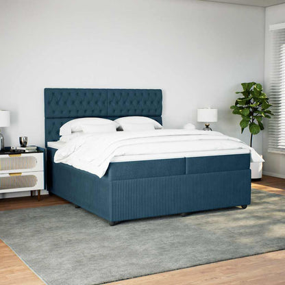 Giroletto a Molle con Materasso Blu 200x200 cm in Velluto