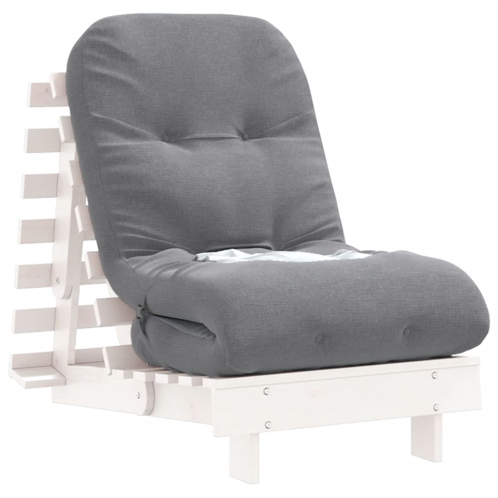Divano Letto Futon con Materasso Bianco 60x206x11cm Legno Pino