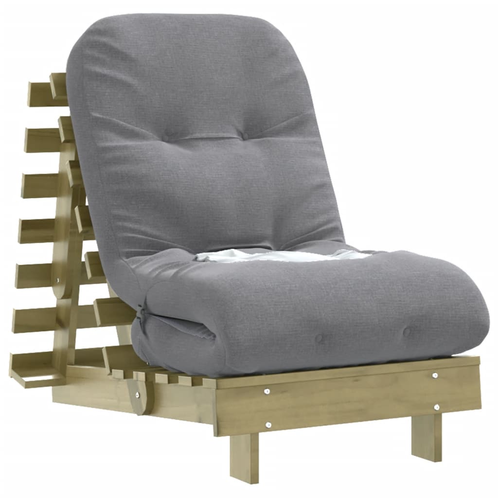 Divano Letto Futon con Materasso 60x206x11cm Pino Impregnato