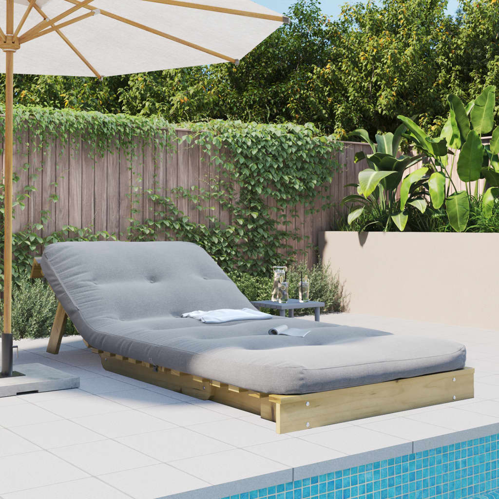 Divano Letto Futon con Materasso 80x206x11cm Pino Impregnato