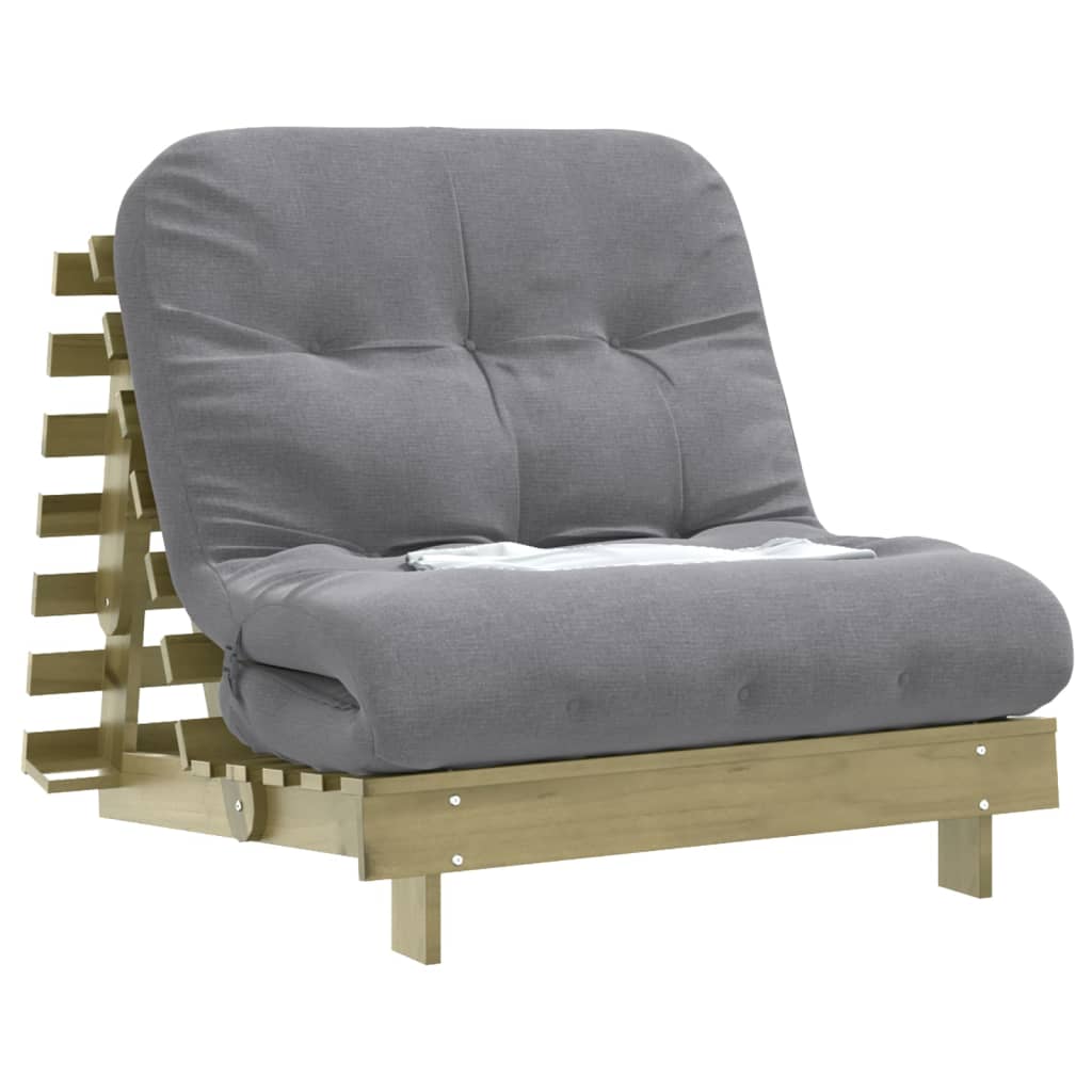 Divano Letto Futon con Materasso 90x206x11cm Pino Impregnato