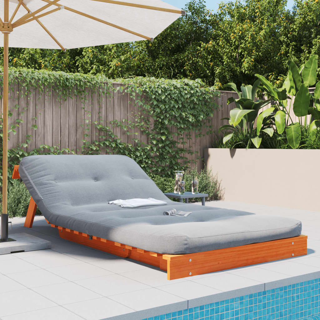 Divano Letto Futon con Materasso Marrone Cera 100x206x11cm Pino