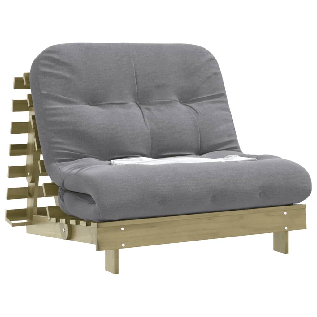Divano Letto Futon con Materasso 100x206x11cm Pino Impregnato