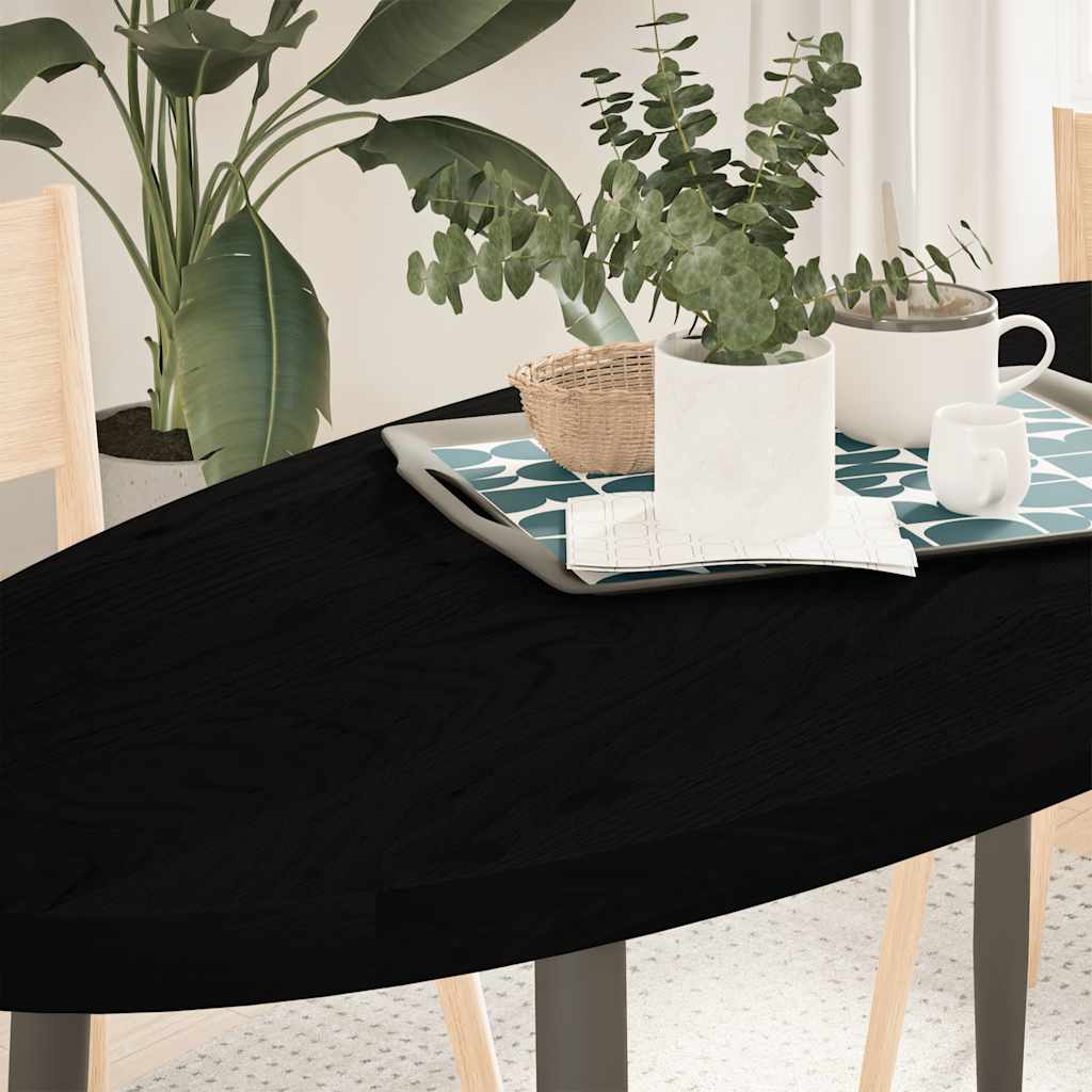 Piano Tavolo Marrone Scuro 140x60x4 cm in Rovere Massello Ovale