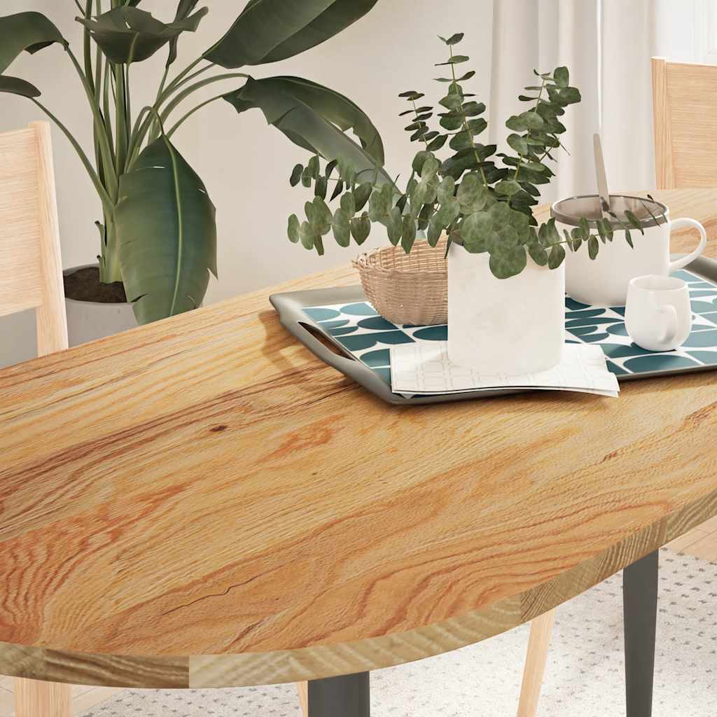 Piano Tavolo Marrone Chiaro 140x60x2cm in Rovere Massello Ovale
