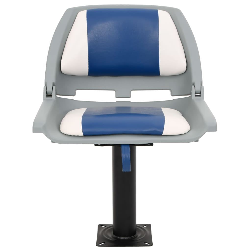 Set Sedile per Barca Pieghevole 2pz Blu e Bianco 48x51x41 cm