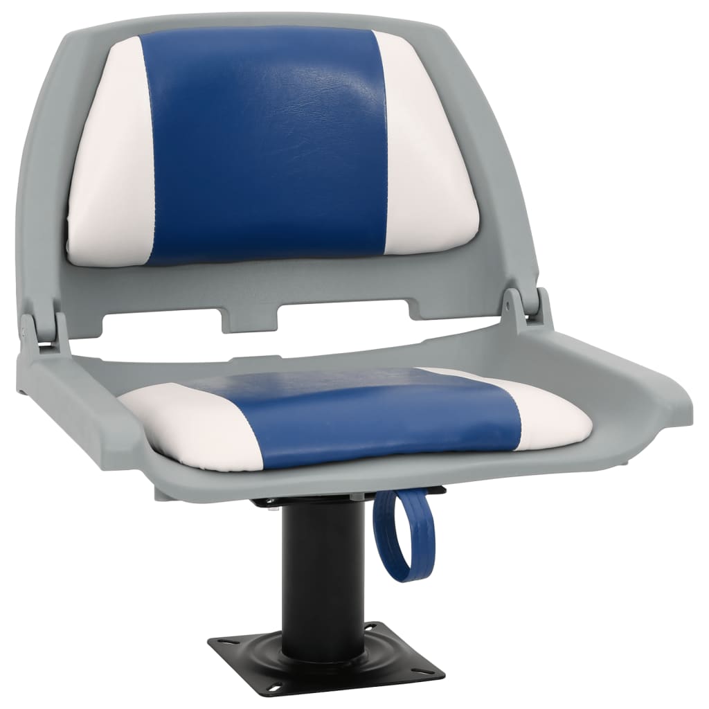 Set Sedile per Barca Pieghevole 4 pz Blu e Bianco 48x51x41 cm