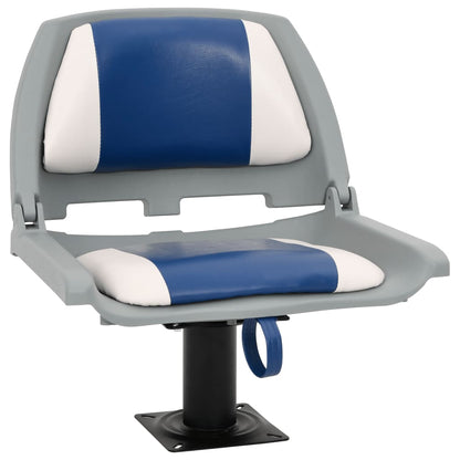 Set Sedile per Barca Pieghevole 4 pz Blu e Bianco 48x51x41 cm
