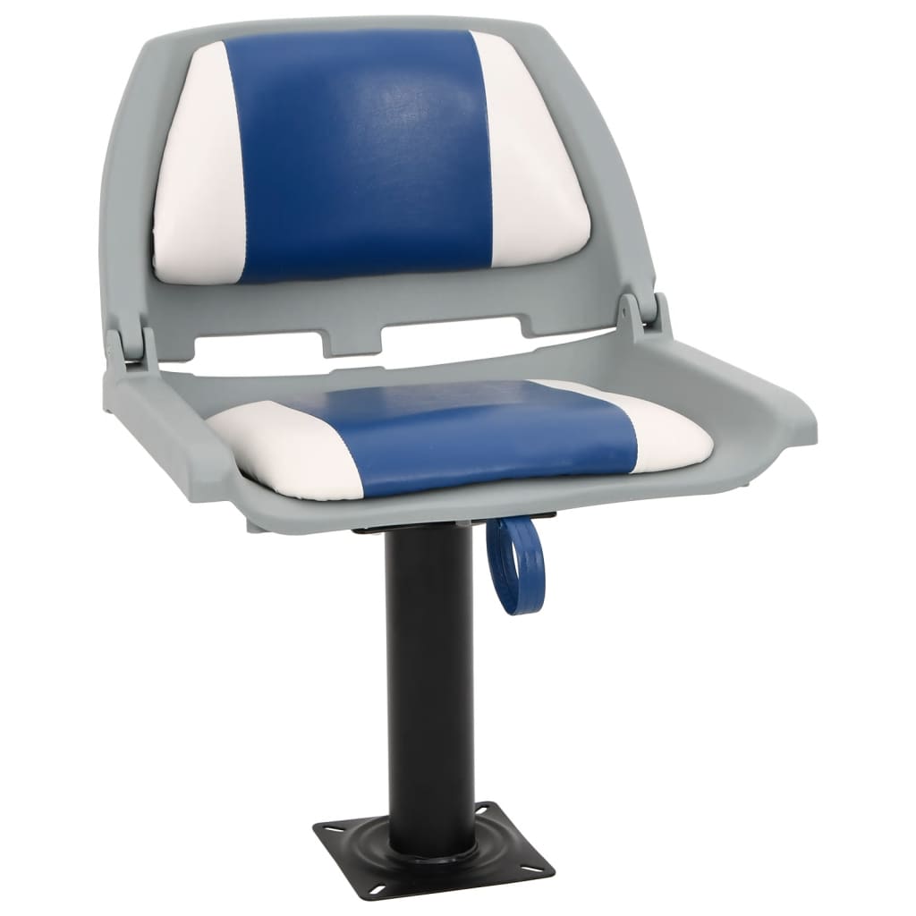 Set Sedile per Barca Pieghevole 4 pz Blu e Bianco 48x51x41 cm